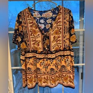 Floral Bohemian Dress with Tie Front